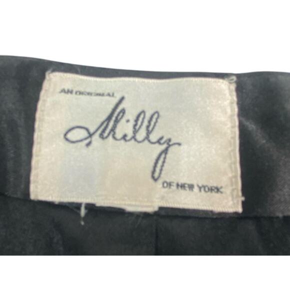 Milly NY Pink Black Wool Houndstooth Gingham Trim Pencil Skirt Sz 6 - Picture 2 of 6